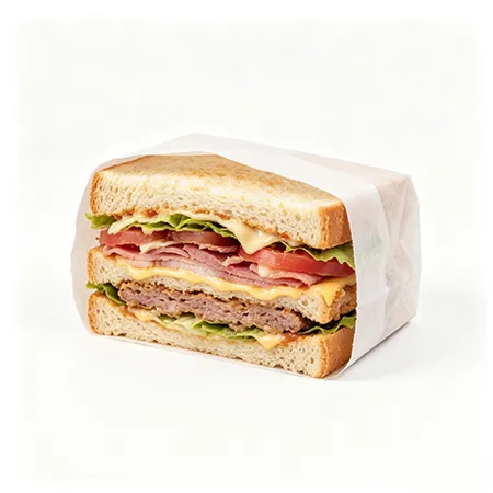 Sealed packaged sandwich for hot food vending machine