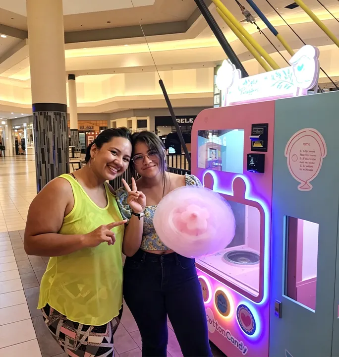 Cotton candy vending machine in Texas shopping mall