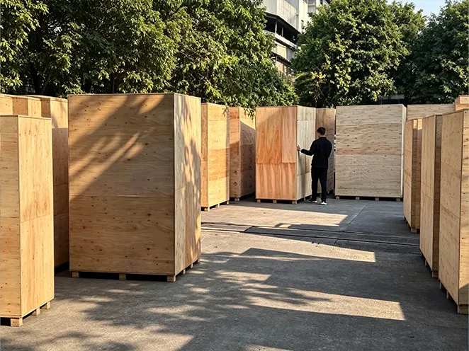 Vending machines prepared and packed for shipment