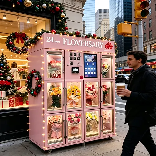 Outdoor flower vending machine