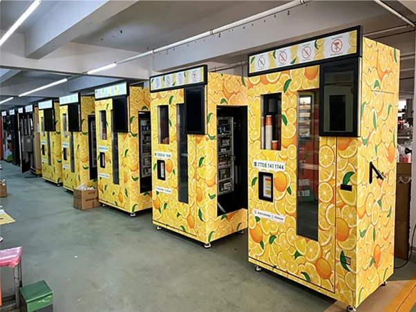 FOODLINE orange juice vending machine at a transport hub