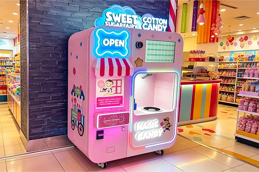Commercial automatic cotton candy vending machine