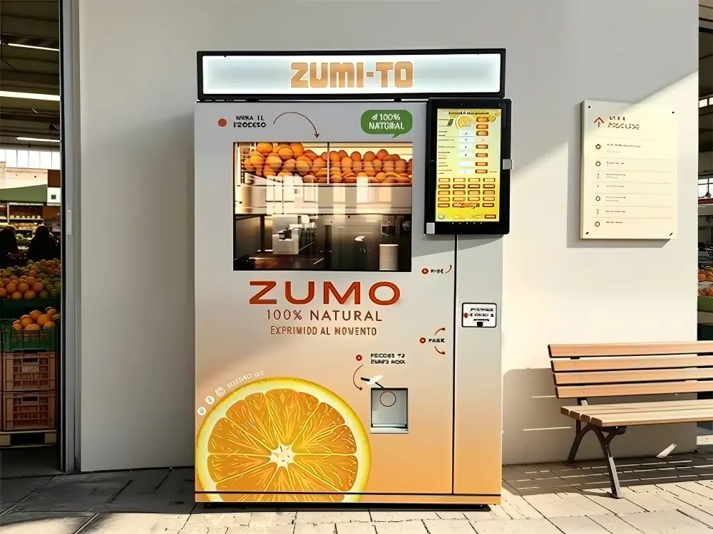 Automatic orange juice vending machine with hot press cup sealing