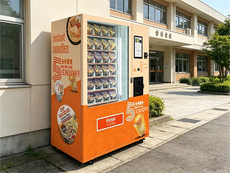 Customized noodle vending machine campus installation