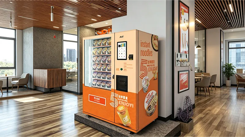 Front view of ramen vending machine